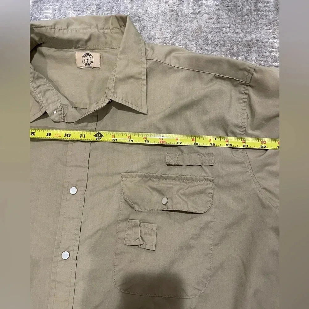 Haband Pearl Snap Travelers Mens Shirt Tan VTG Short Sleeve Classicore Utility - Picture 10 of 12